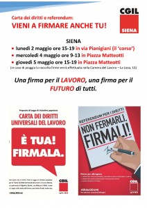 vol raccolta firme carta 1a maggio siena