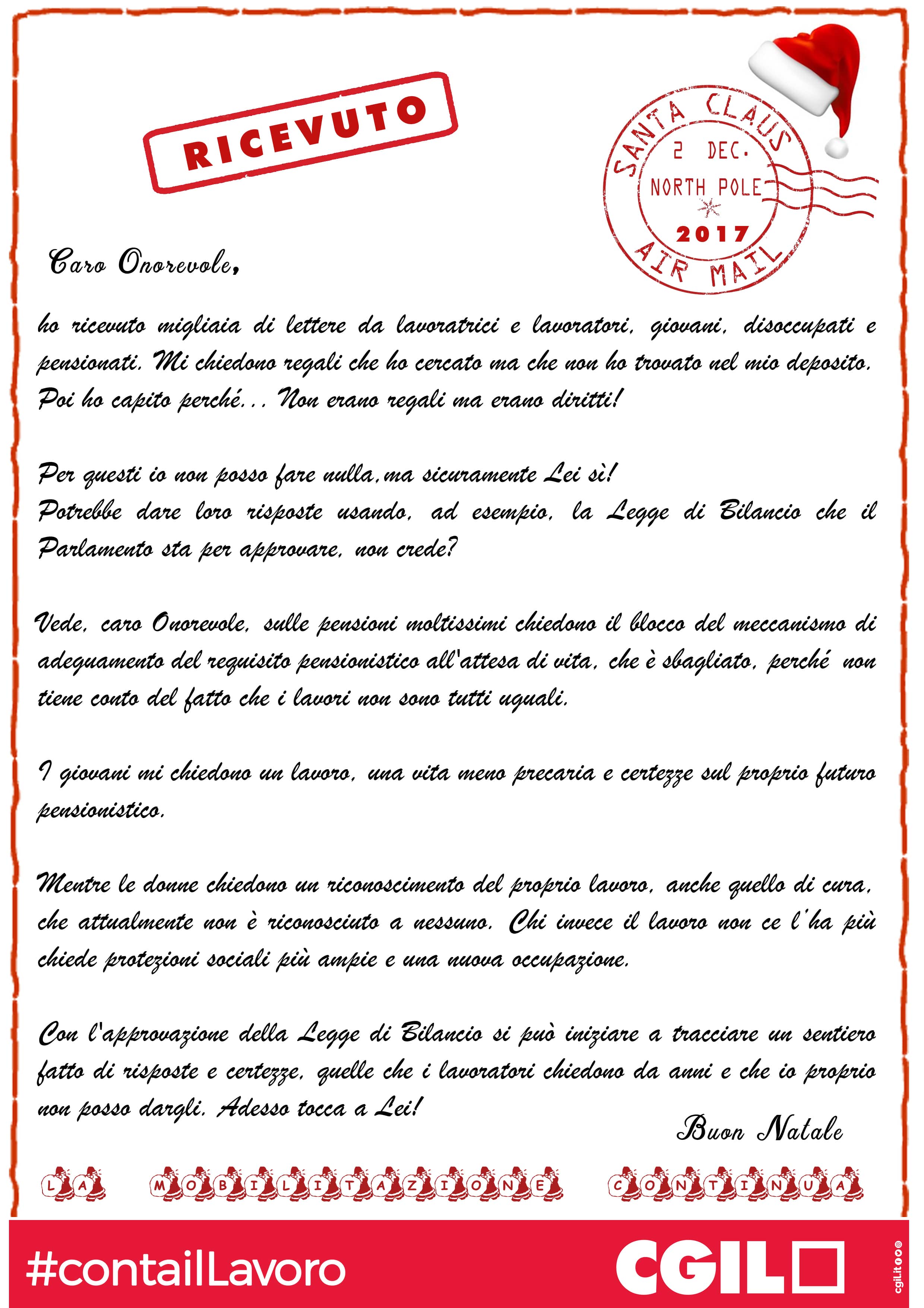 Lettera Buon Natale.Pensioni Cgil Lettere Babbo Natale Per Chiedere Diritti E Non Regali At Cgil Siena Contratti Lavoro Patronato Inca Caf